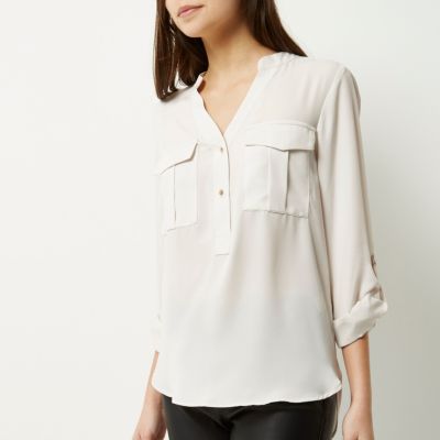 Light grey utility blouse
